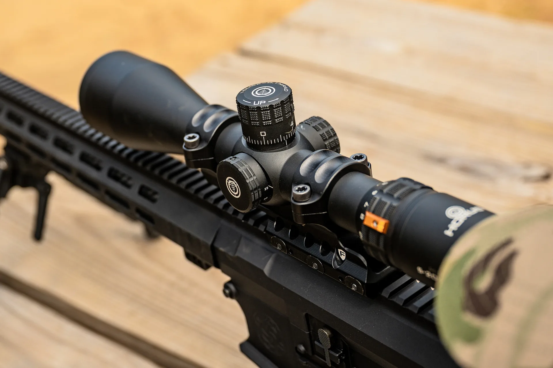 Horus HoVR LPVO riflescope on a range barricade