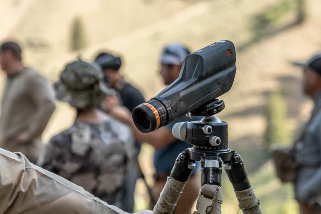 Horus range equipment on a tripod during an outdoor field exercise