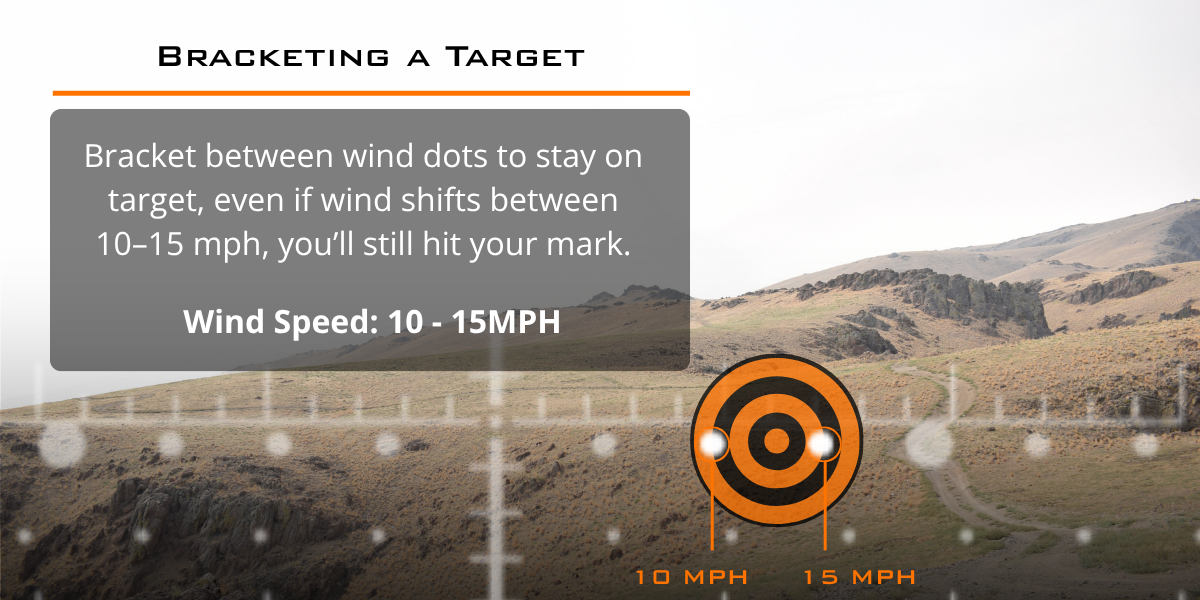 Bracketing a Target Reticle image showing how to bracket a target between wind dots