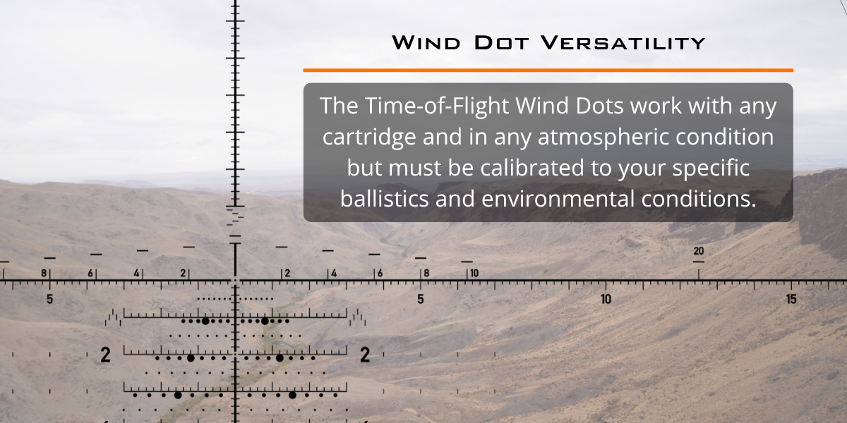 Wind Dot Versatility Reticle Image overlaying a desert background